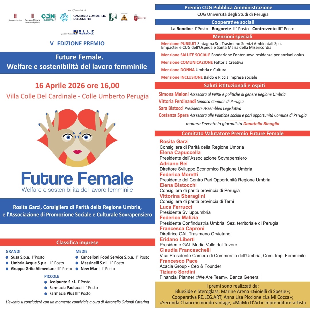 Programma della V edizione - Premio Future Female - www.sovrapensiero.it Programma della V edizione - Premio Future Female - www.sovrapensiero.it